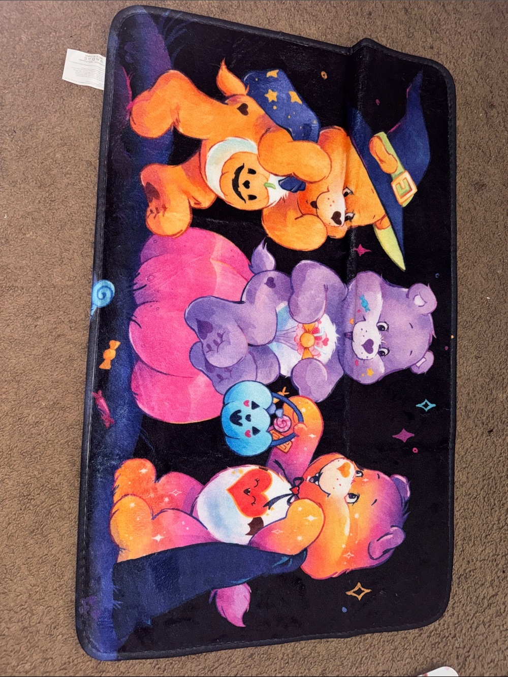 Care Bears Plush Halloween Rug - Orange, Purple, Pink, Blue, Black